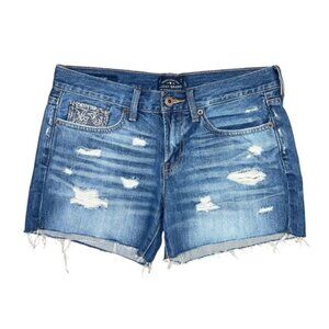 Lucky Brand Jean Shorts Women’s Size 4/27‎ Blue Denim Distressed The Cut Off Hem